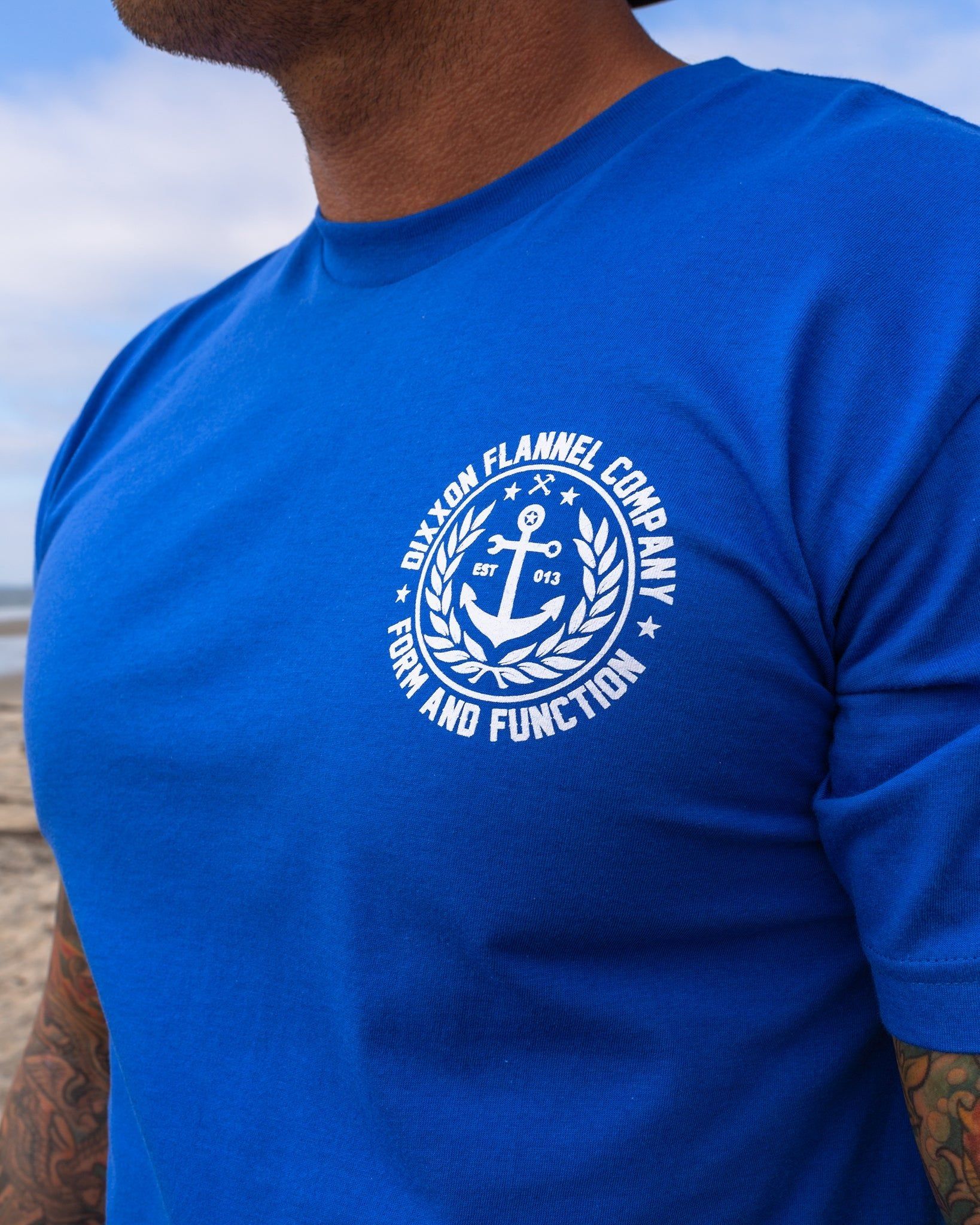 Salty Crest T-Shirt - Blue & White sold by Dixxon product image thumbnail 4