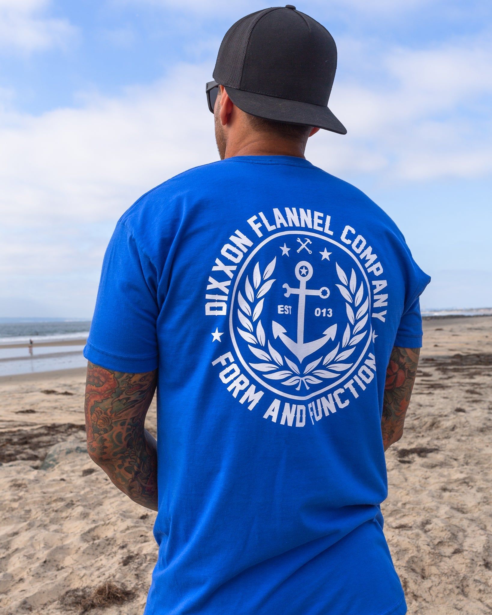 Salty Crest T-Shirt - Blue & White sold by Dixxon