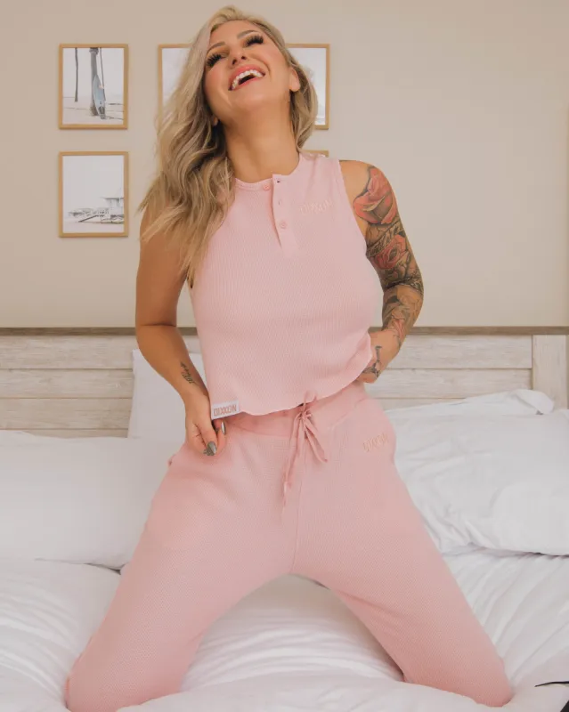 Women's Waffle Knit Joggers - Blush sold by Dixxon