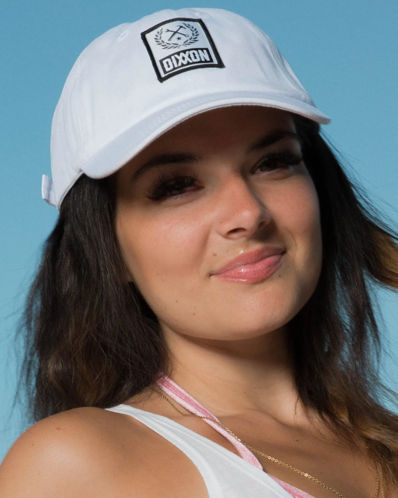 6-Panel Curved Bill Box Crest Hat - Black & White sold by Dixxon