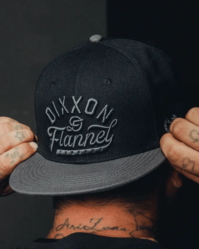 Charcoal Pastime Flat Bill Snapback - Black made by Dixxon
