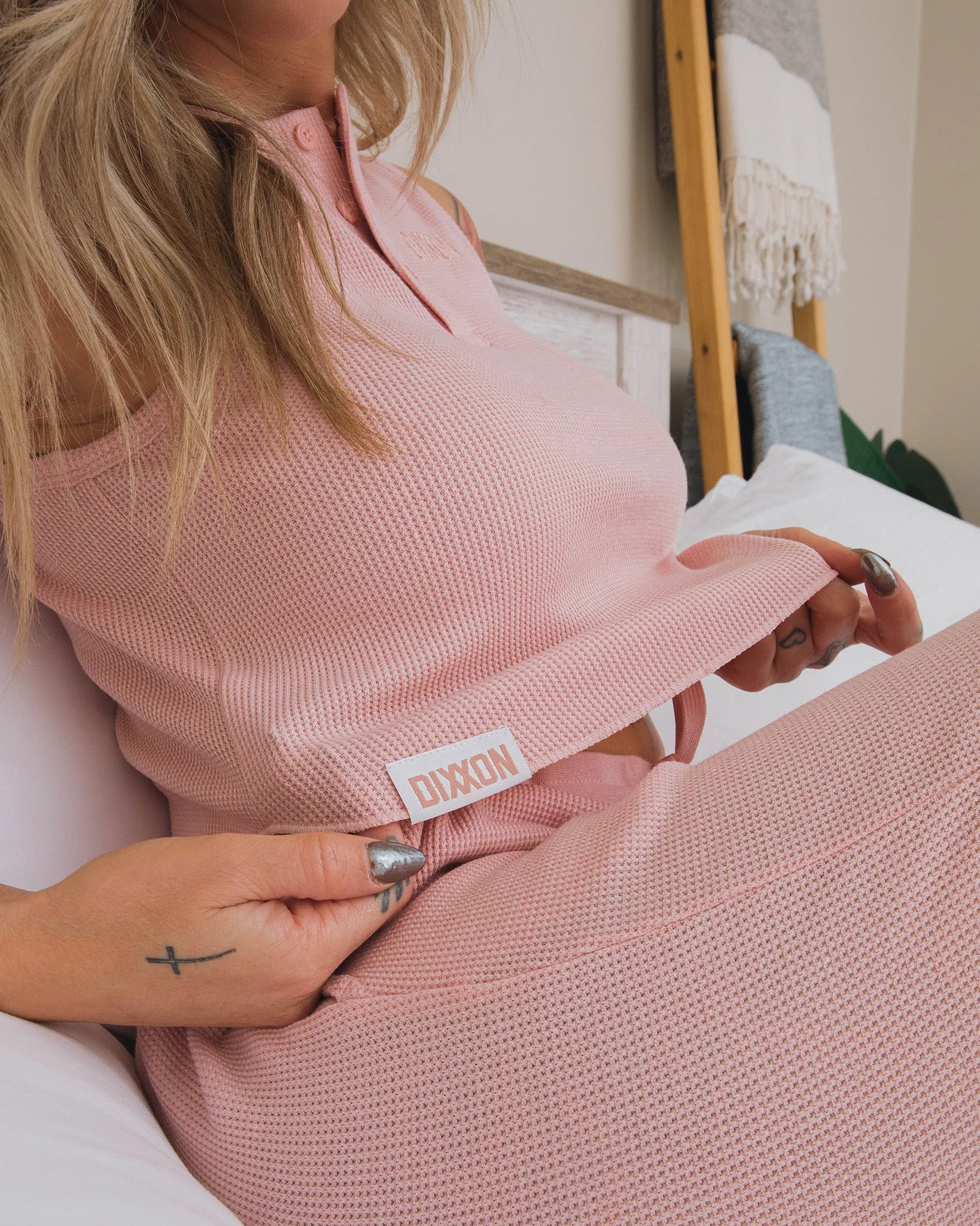 Women's Waffle Knit Crop Tank - Blush sold by Dixxon product image thumbnail 3