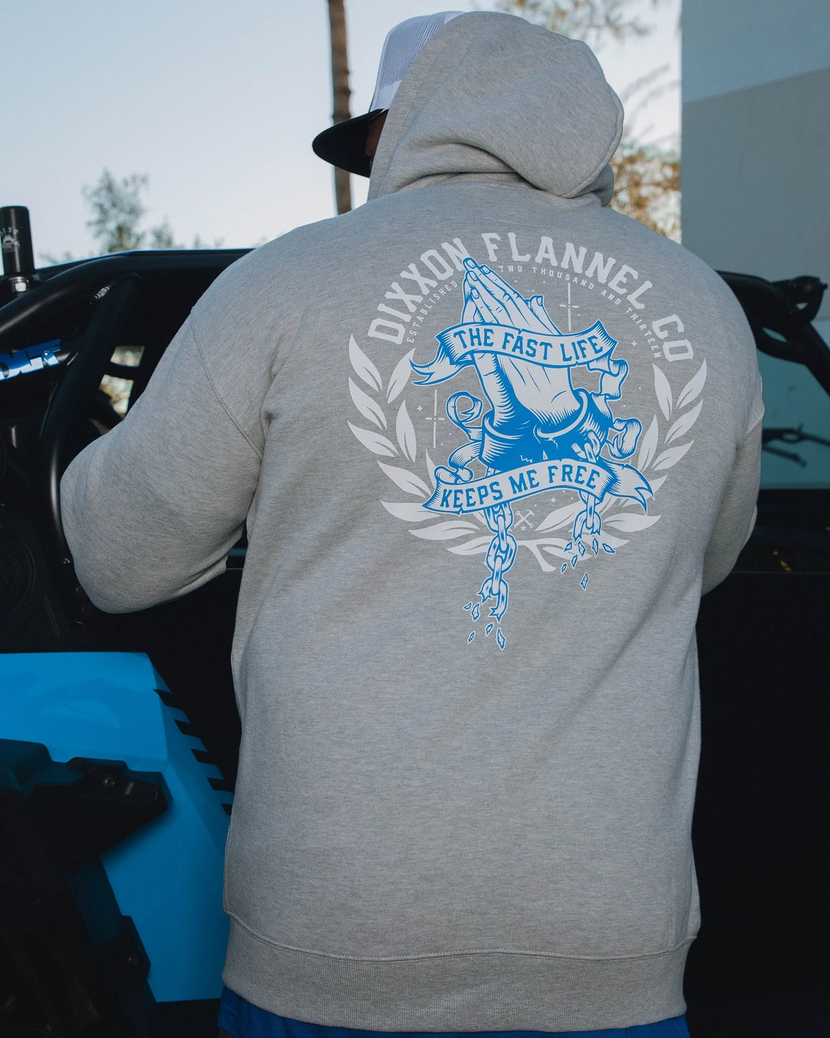 White & Blue Otto Zip Up Hoodie - Heathered Gray sold by Dixxon