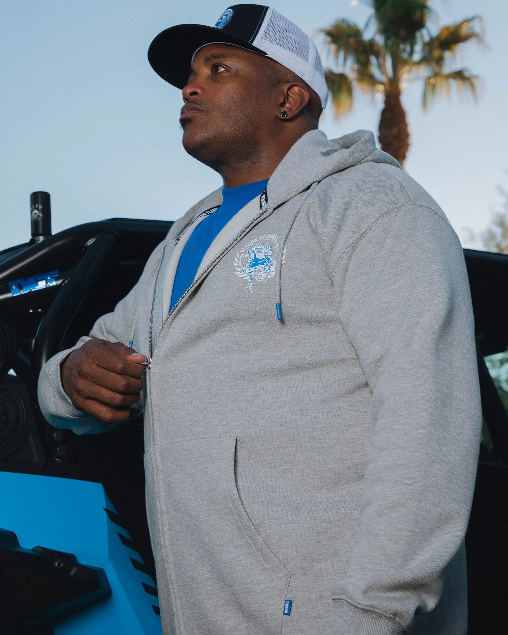 White & Blue Otto Zip Up Hoodie - Heathered Gray sold by Dixxon product image thumbnail 2