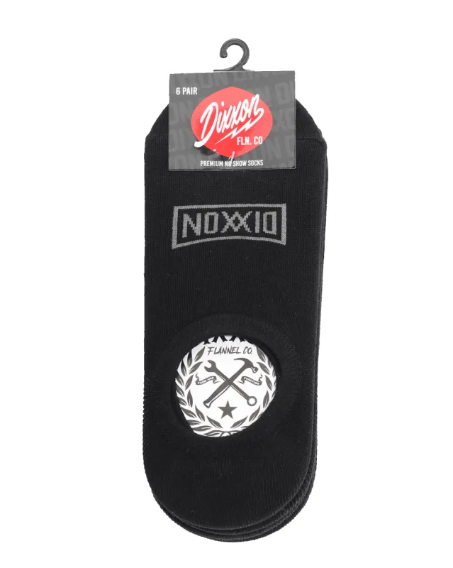 6pk Premium No Show Socks - Black sold by Dixxon