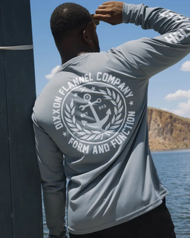 Salty Crest UV Long Sleeve T-Shirt - Gray sold by Dixxon