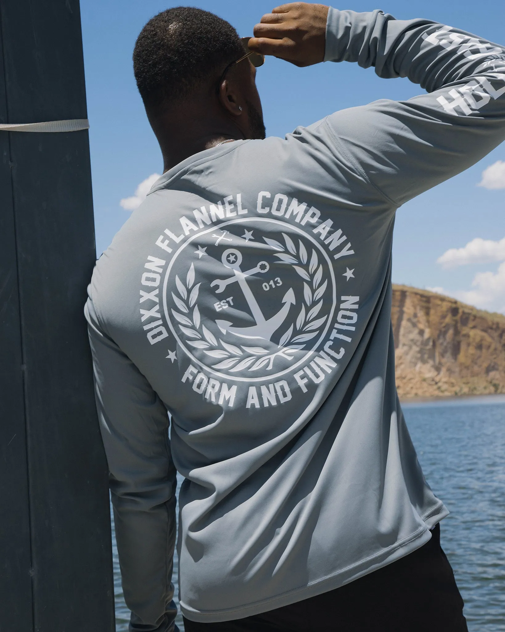 Salty Crest UV Long Sleeve T-Shirt - Gray sold by Dixxon