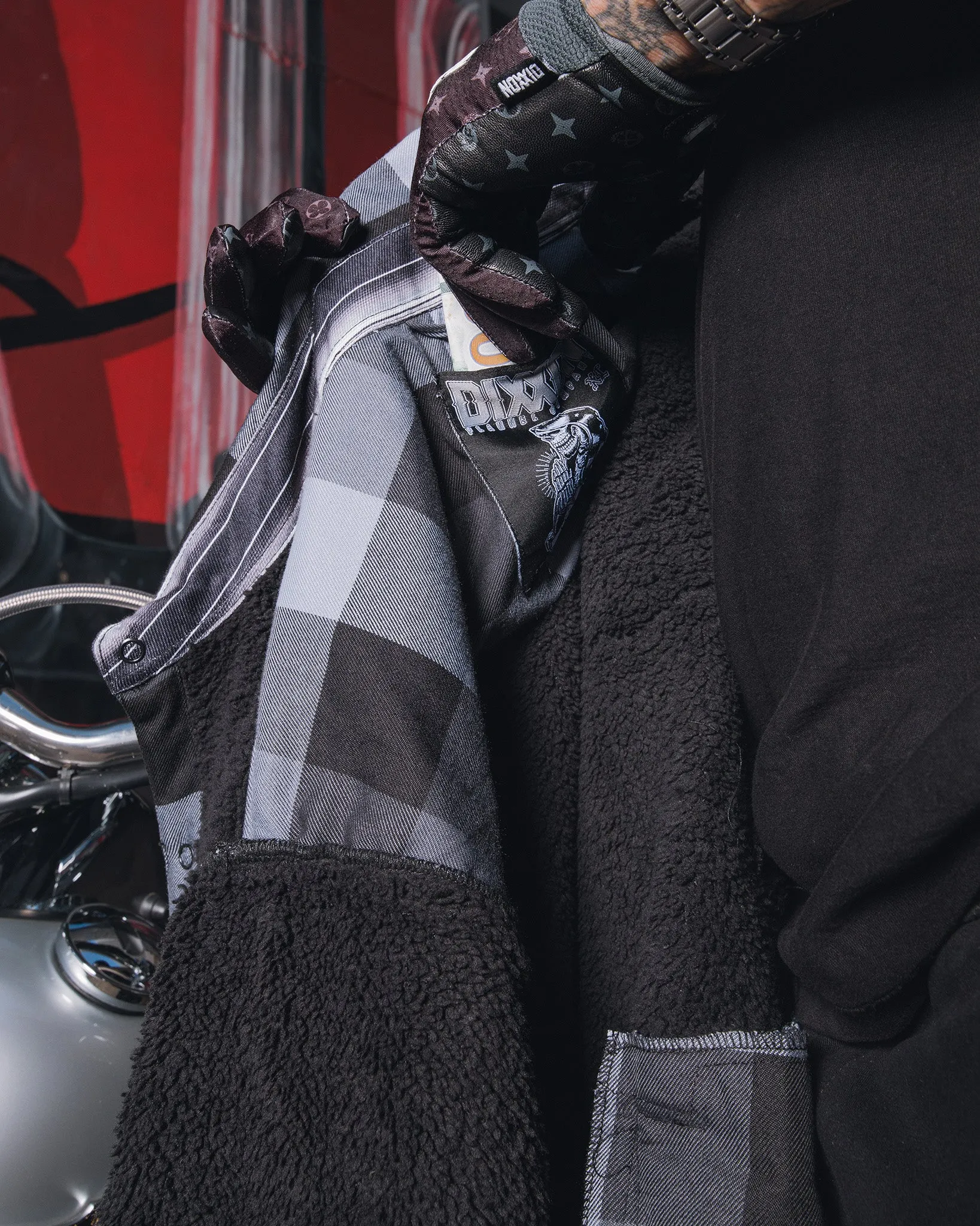 La Muerte Sherpa Lined Flannel Jacket sold by Dixxon product image thumbnail 5