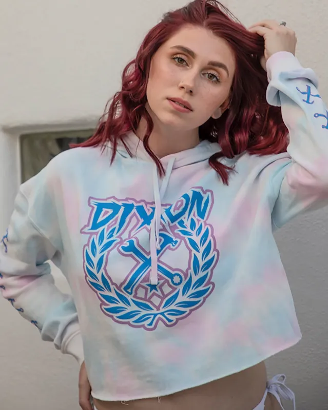 Women's Party Crest Crop Pullover Hoodie - Cotton Candy sold by Dixxon