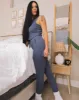 Women's Waffle Knit Joggers - Steel Blue sold by Dixxon