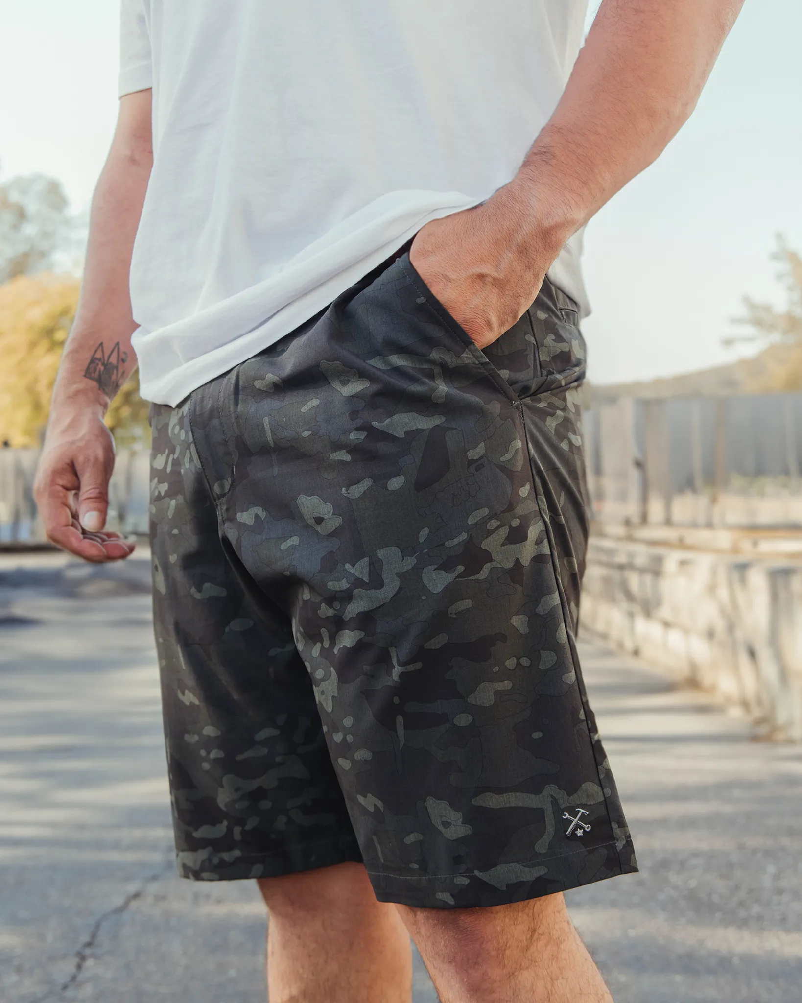Hybrid Shorts - Black Camo sold by Dixxon