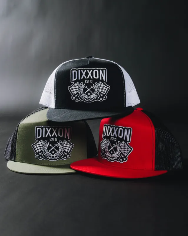 Winners Circle Flat Bill Trucker Snapback - Black & White sold by Dixxon