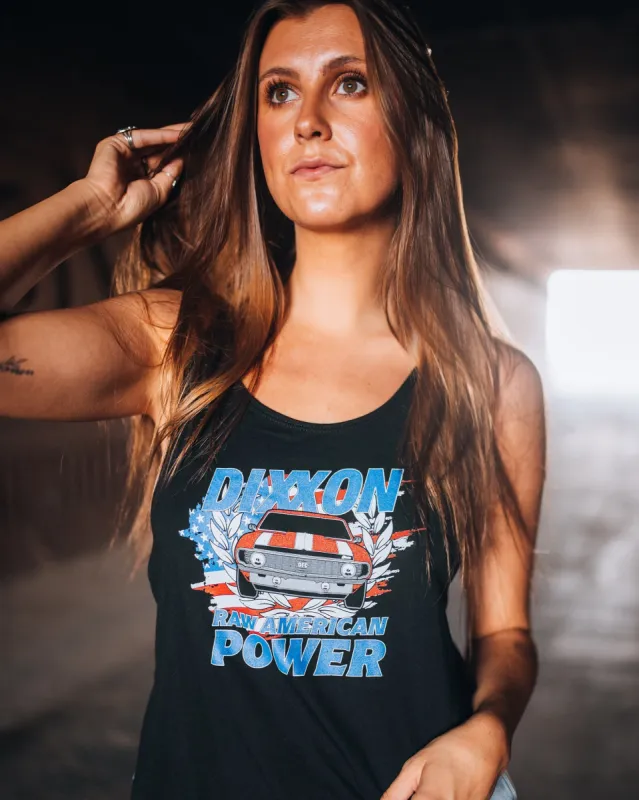Women's Raw American Power Flowy Tank made by Dixxon