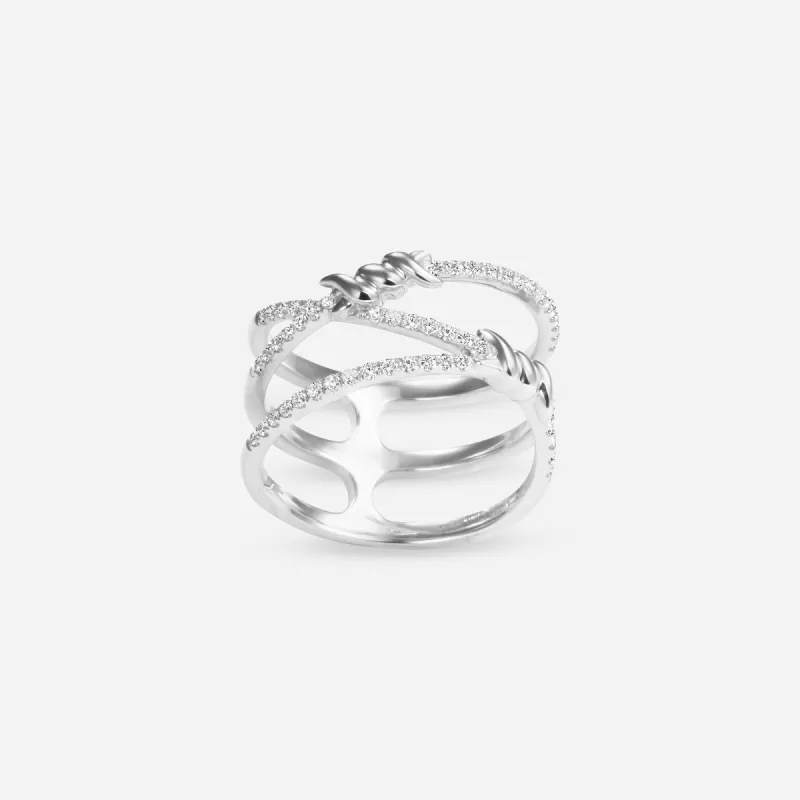 Barbelé Interlaced Half Paved Ring sold by Djula