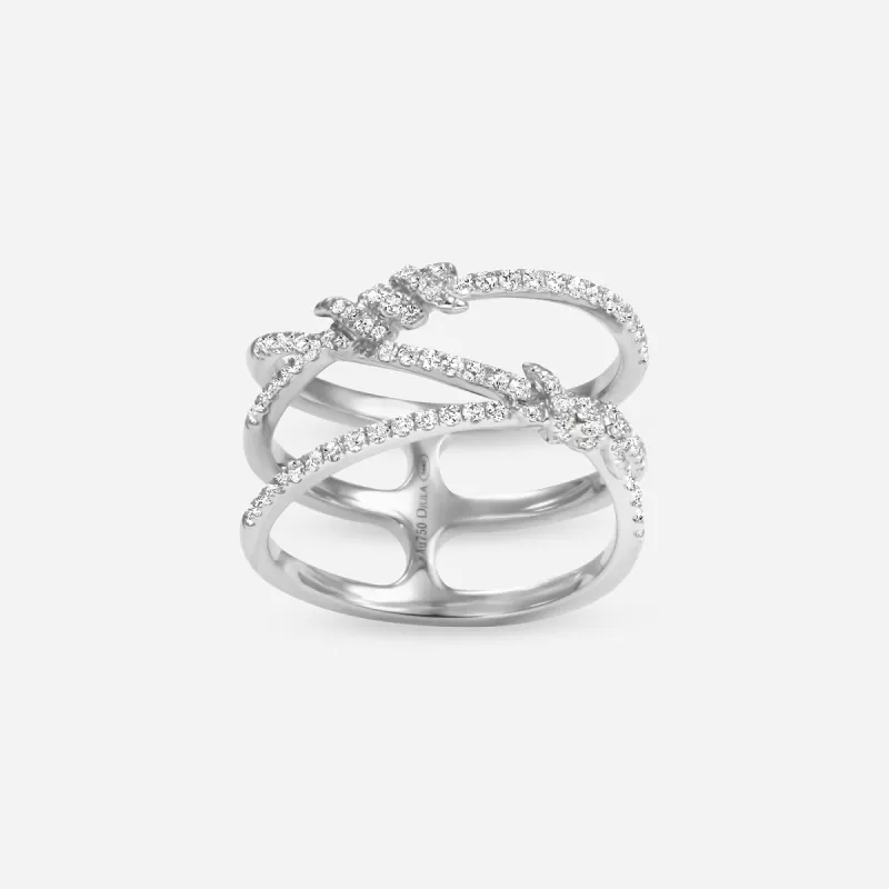 Barbelé Interlaced Paved Ring sold by Djula