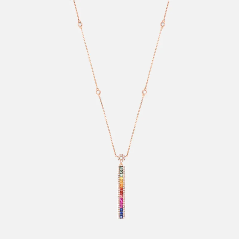 Colored sapphires bar necklace sold by Djula