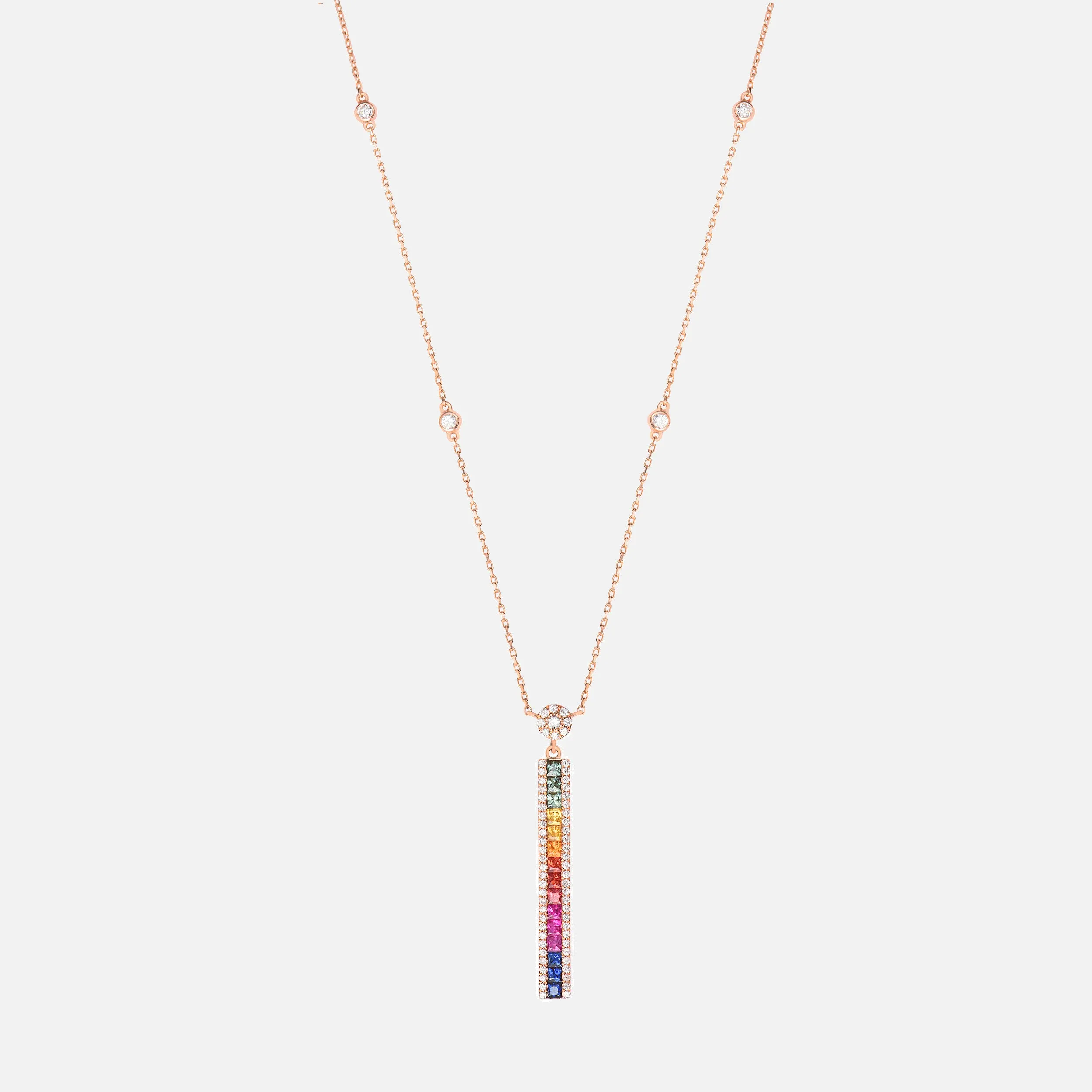 Colored sapphires bar necklace sold by Djula
