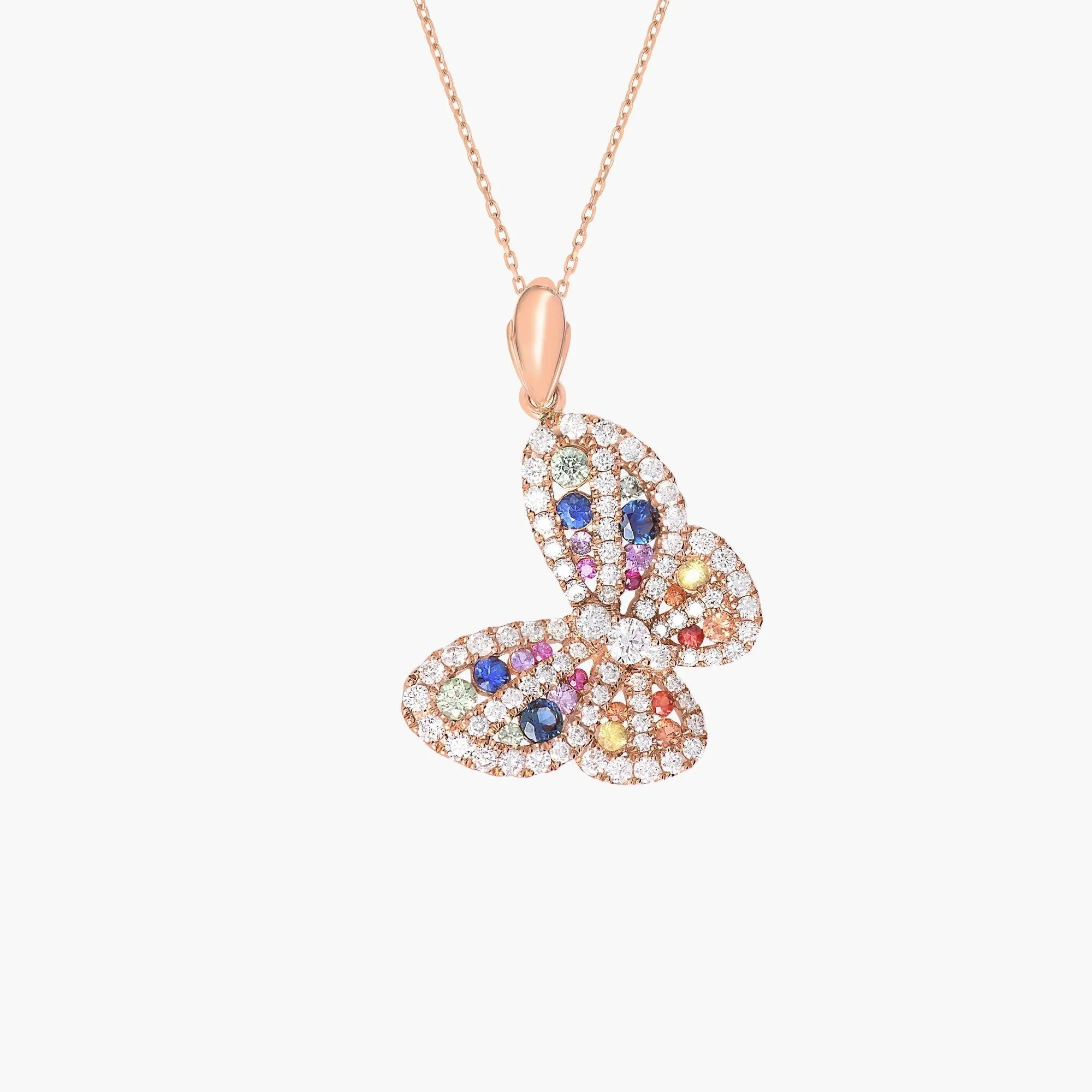 Colored sapphires butterfly necklace sold by Djula