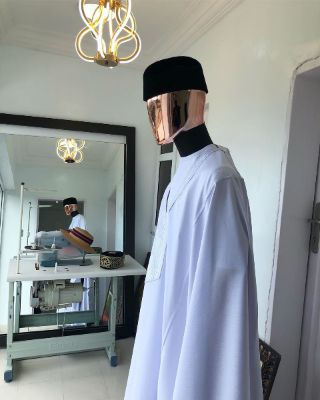 An Ivory Dotted White embroidery Agbada & Hand woven Yoruba Hat sold by Dejiandkola