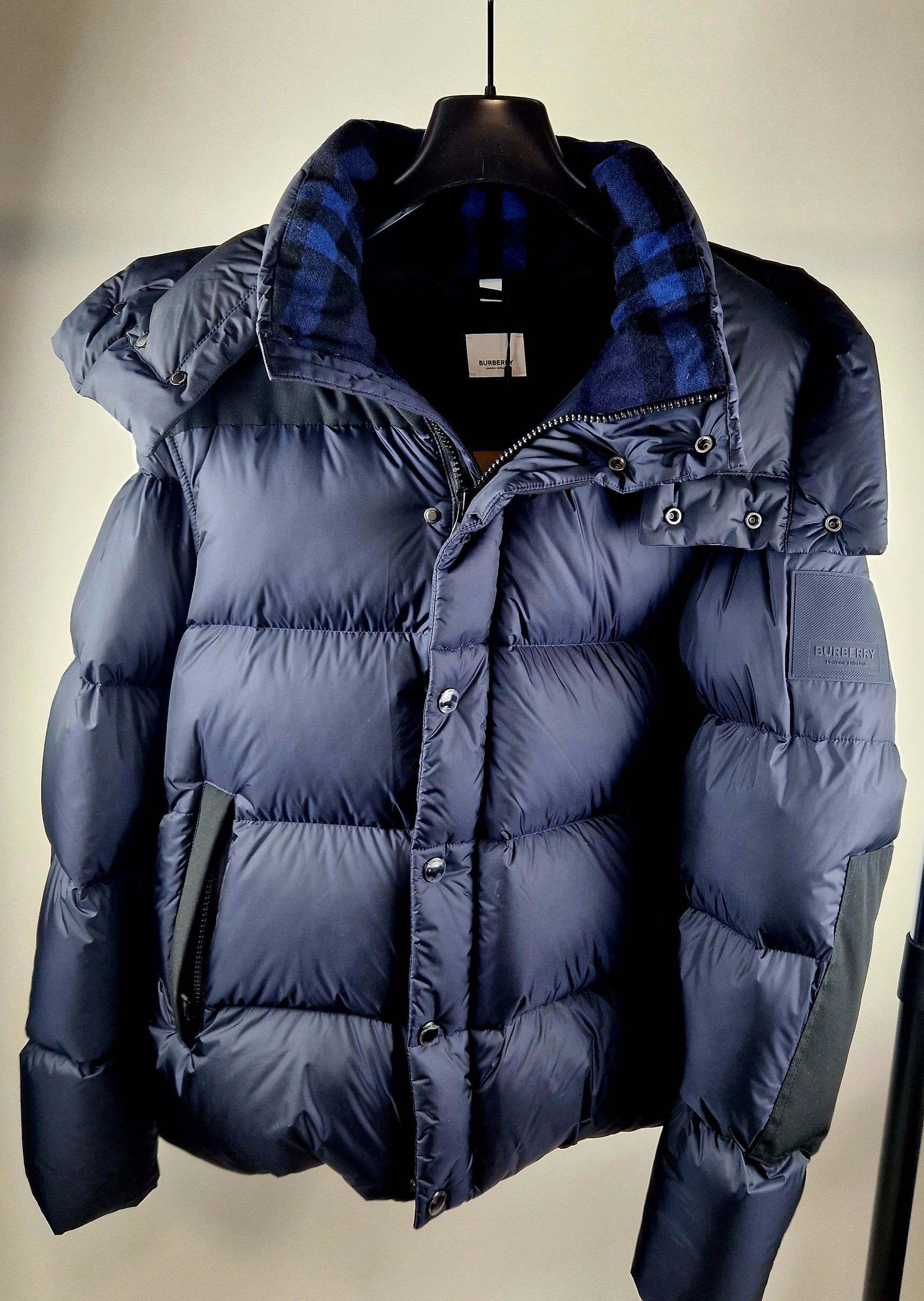 Burberry Check Hooded Puffer Jacket Navy sold by Klay UK product image thumbnail 2