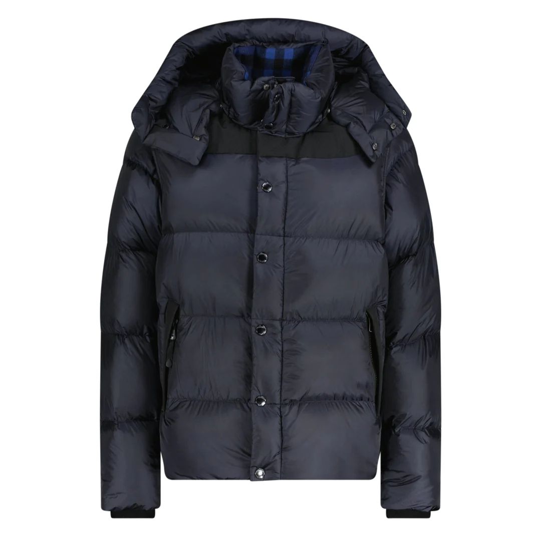 Burberry Check Hooded Puffer Jacket Navy sold by Klay UK