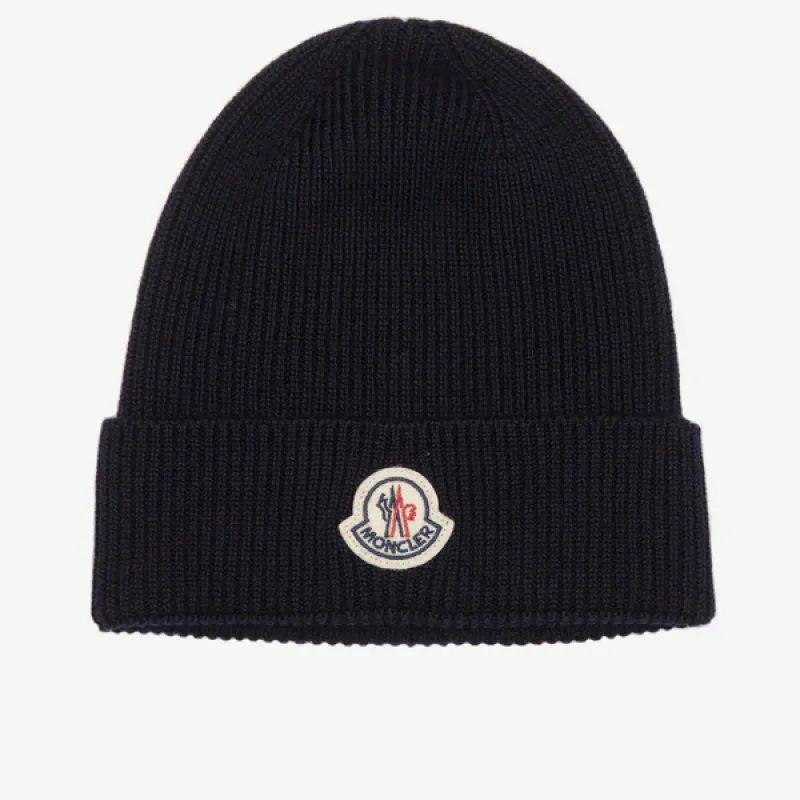 Moncler Classic Logo Wool Hat Black sold by Klay UK