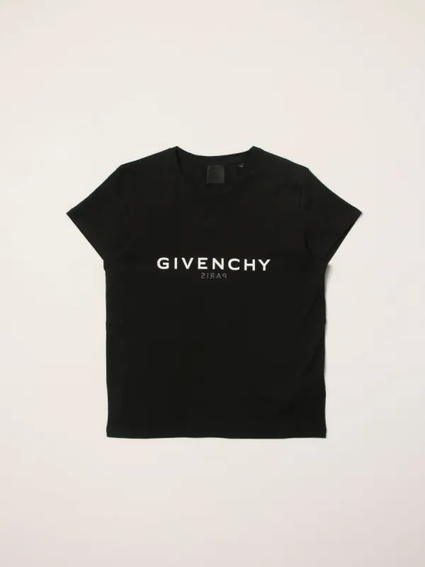 Girls Givenchy Paris Reverse Logo T-Shirt Black made by Klay UK
