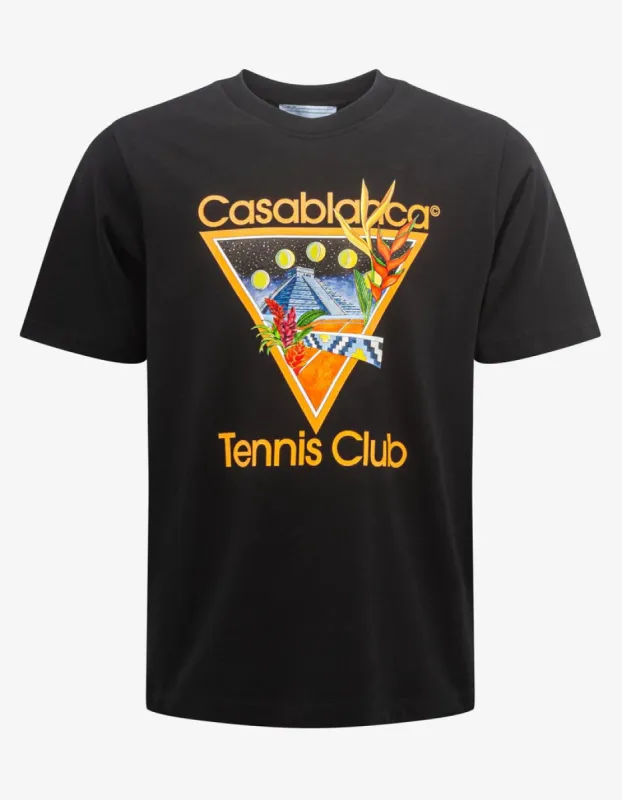 Casablanca Tennis Club T Shirt Black sold by Klay UK