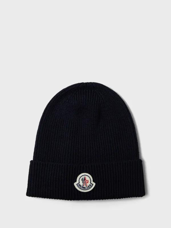 Moncler Classic Logo Wool Hat Navy sold by Klay UK