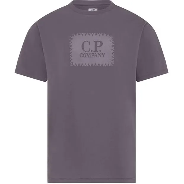 CP Company Block Logo T Shirt Purple Dove sold by Klay UK