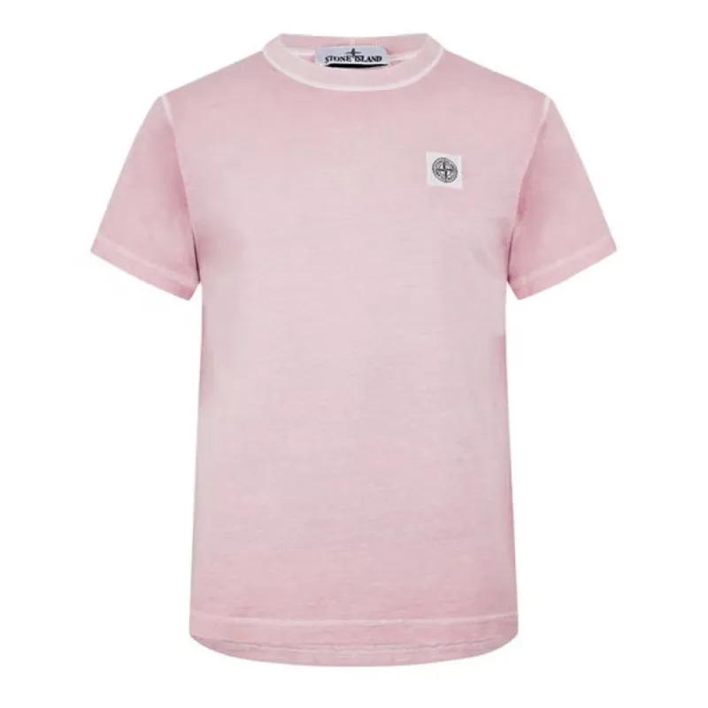 Stone Island Garment Dyed Logo T Shirt Pink sold by Klay UK