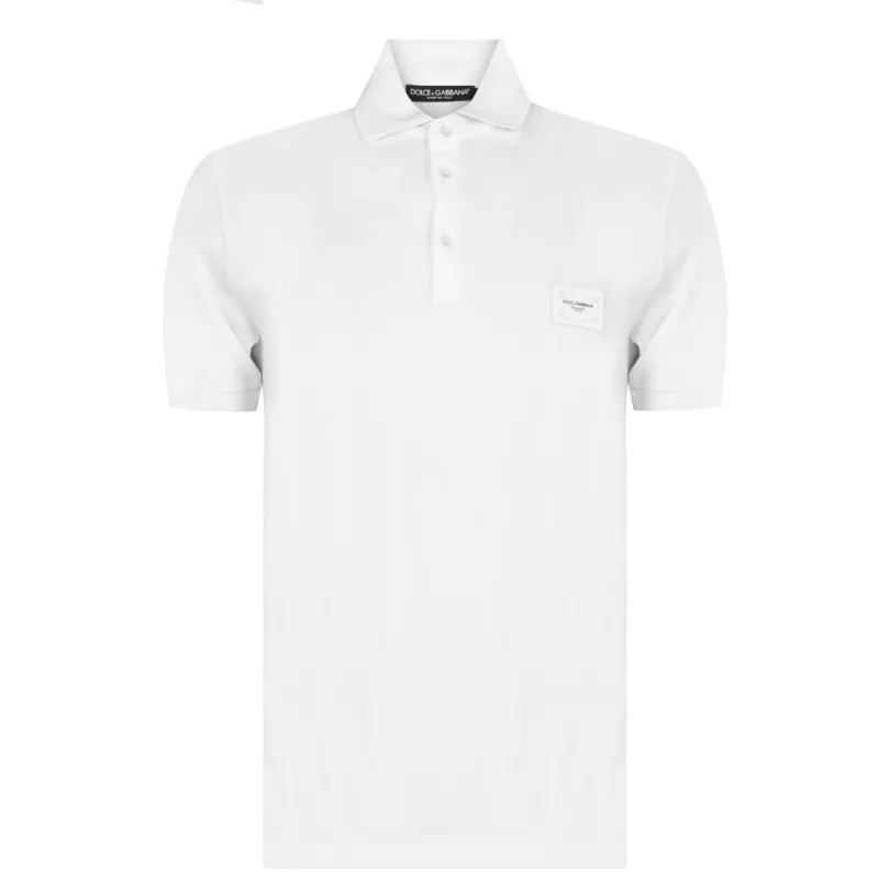 Dolce & Gabbana Plaque Polo T Shirt White sold by Klay UK