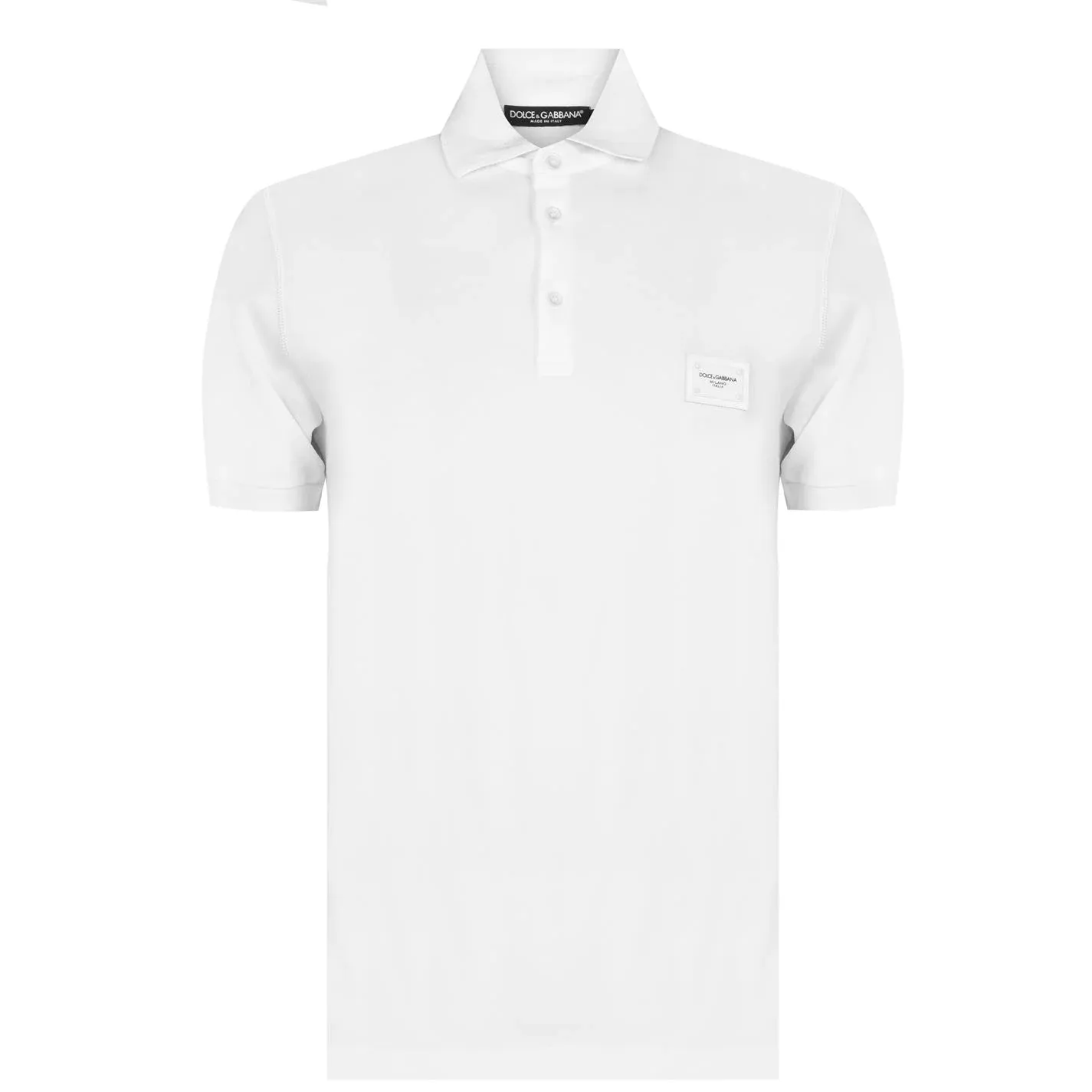 Dolce & Gabbana Plaque Polo T Shirt White sold by Klay UK