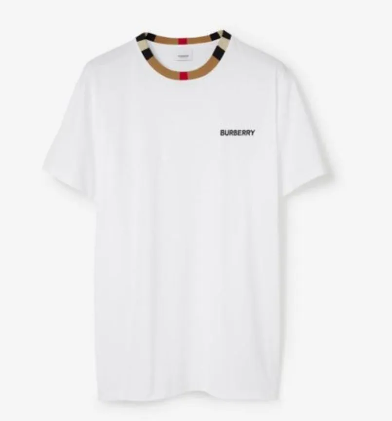 Burberry Check Logo T Shirt White sold by Klay UK