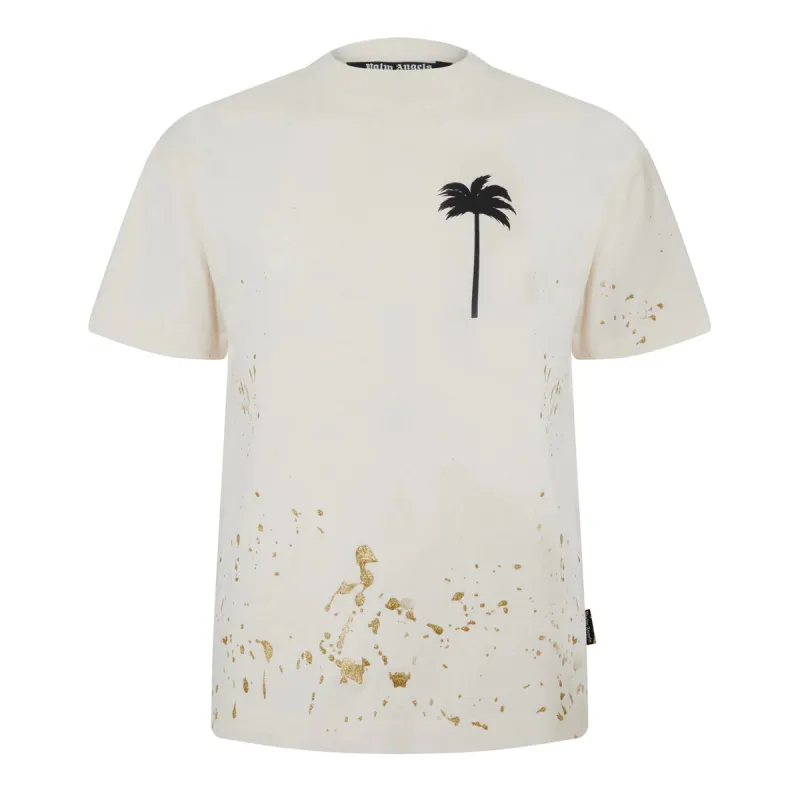Palm Angels Paint Palm Tree T Shirt Butter sold by Klay UK