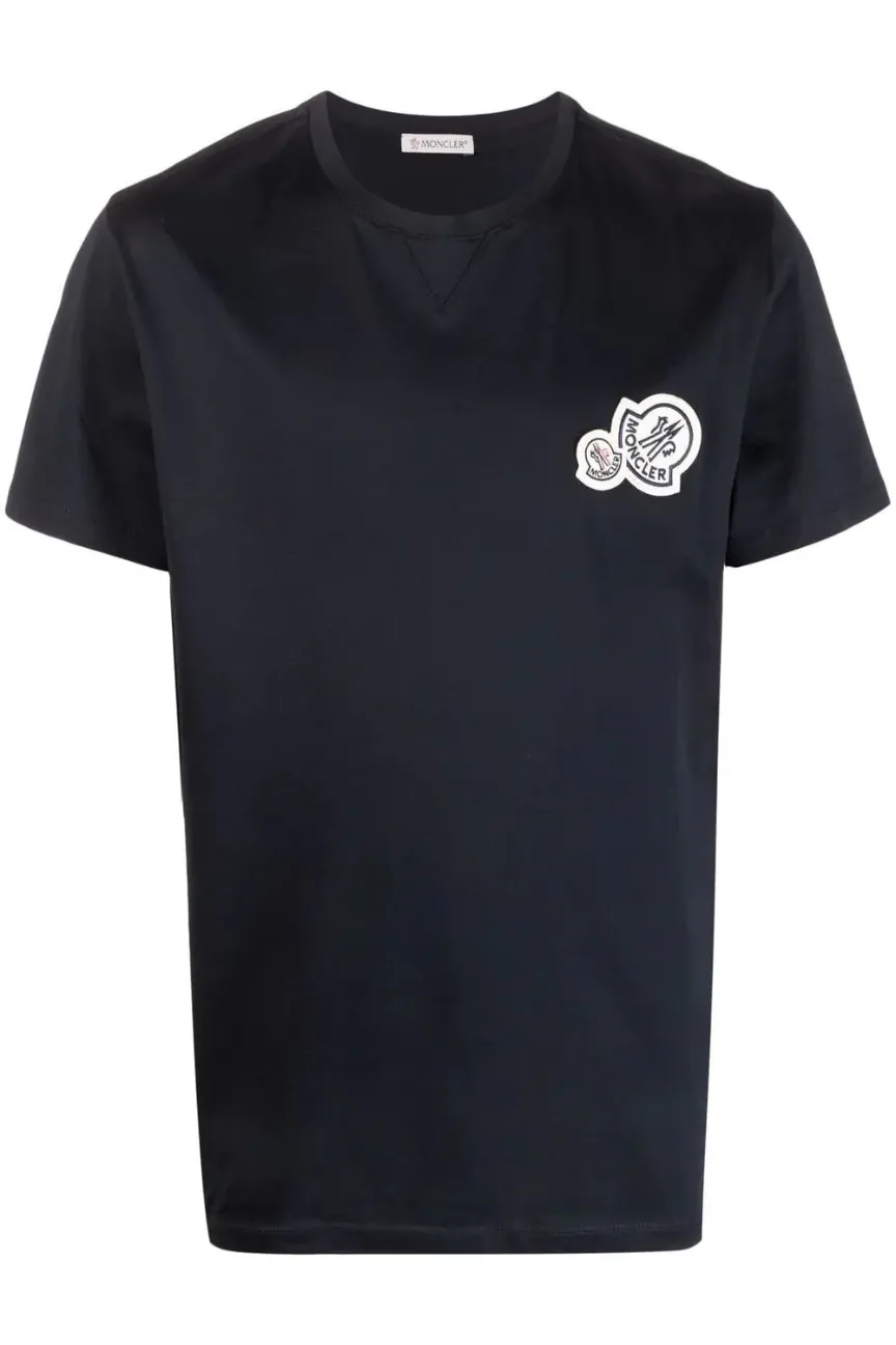 Moncler. Double Logo T Shirt Navy sold by Klay UK