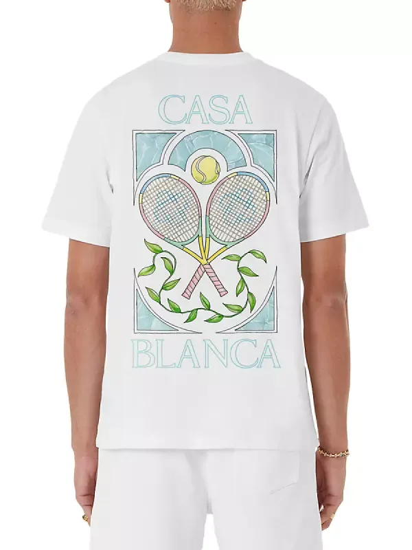 Casablanca TENNIS PASTELLE T Shirt White sold by Klay UK