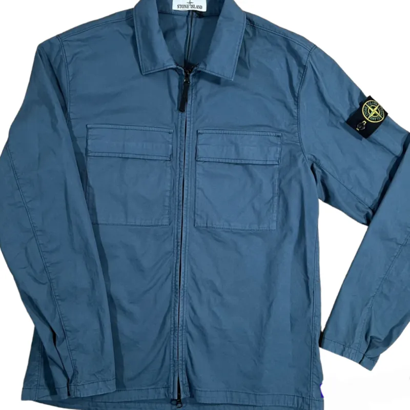 Stone Island Twill Overshirt Avio Blue sold by Klay UK
