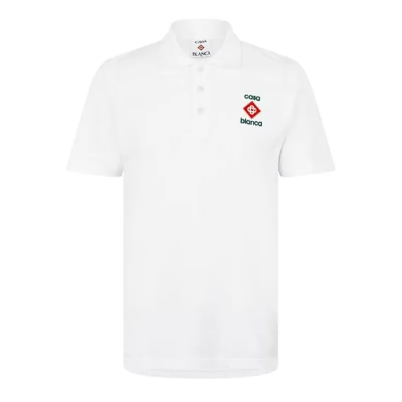Casablanca Logo Piqué Polo Shirt White sold by Klay UK