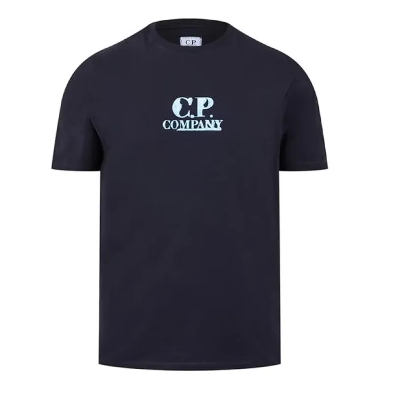 CP Company Brush Logo T Shirt Navy sold by Klay UK