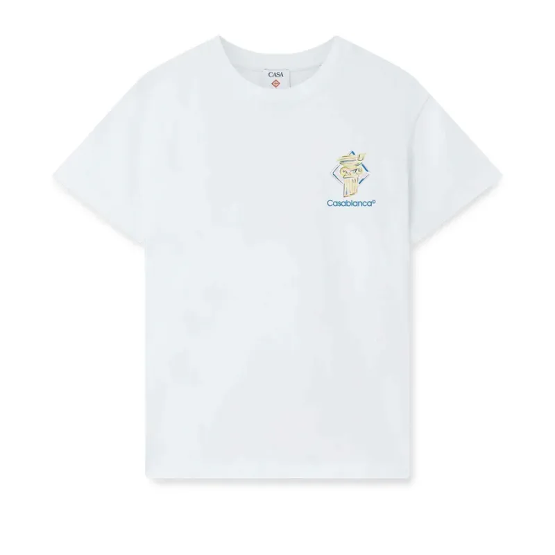 Casablanca Diamond Coloumn T-Shirt in White sold by Klay UK