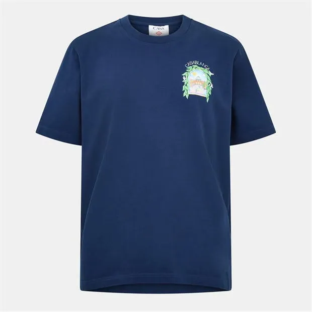 Casablanca Larche Tennis T Shirt Navy sold by Klay UK