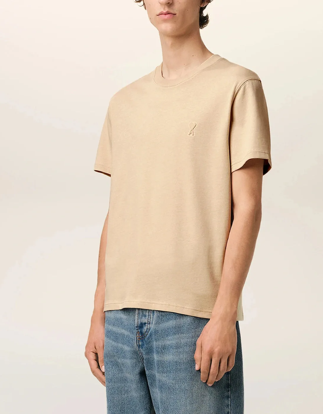 Ami Paris Embossed Logo T Shirt Beige sold by Klay UK product image thumbnail 2
