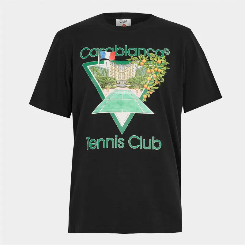 CASABLANCA Tennis Club Icon T-Shirt Black sold by Klay UK