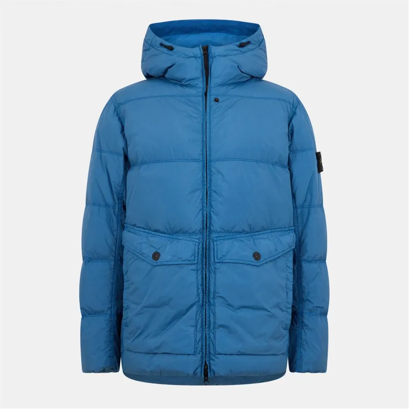 STONE ISLAND Crinkle Reps Hooded Down Jacket Blue sold by Klay UK