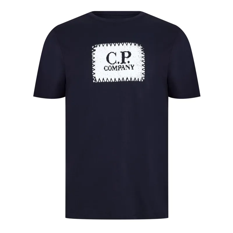CP Company Block Logo T Shirt Navy sold by Klay UK