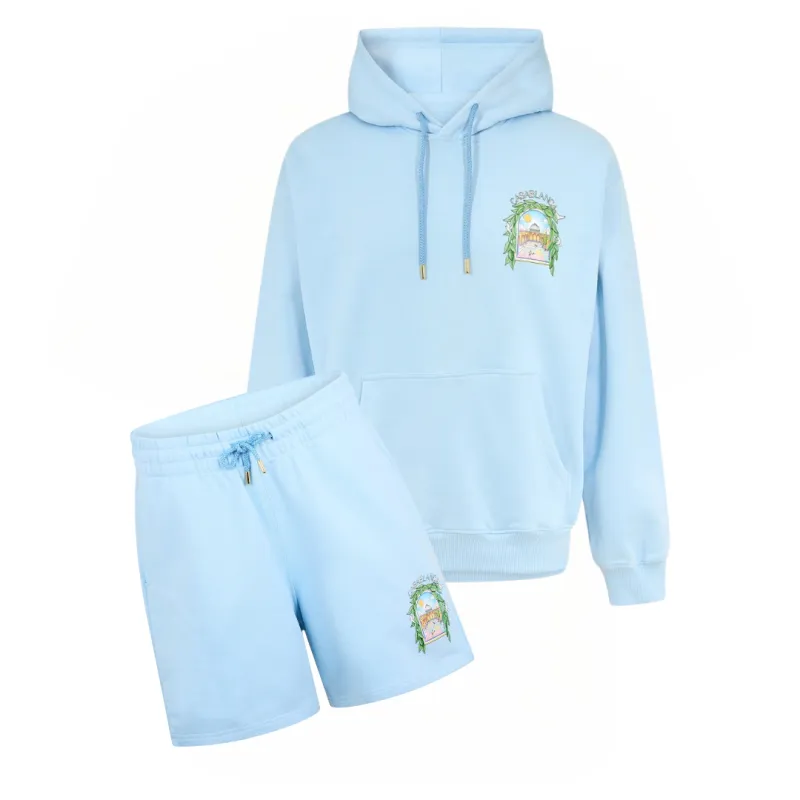 Casablanca L'Arche Hooded Shorts Set Pale Blue sold by Klay UK
