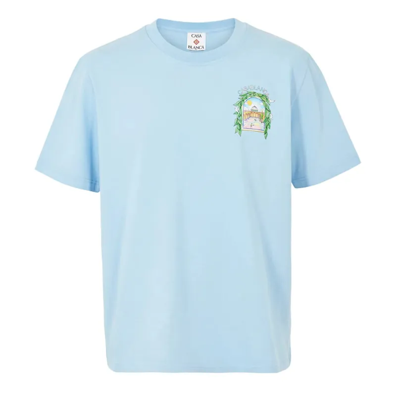 Casablanca Larche Tennis T Shirt Pale Blue sold by Klay UK
