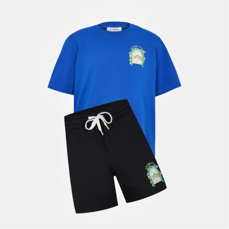 Casablanca L'Arche Shorts Set Black/Blue made by Casablanca