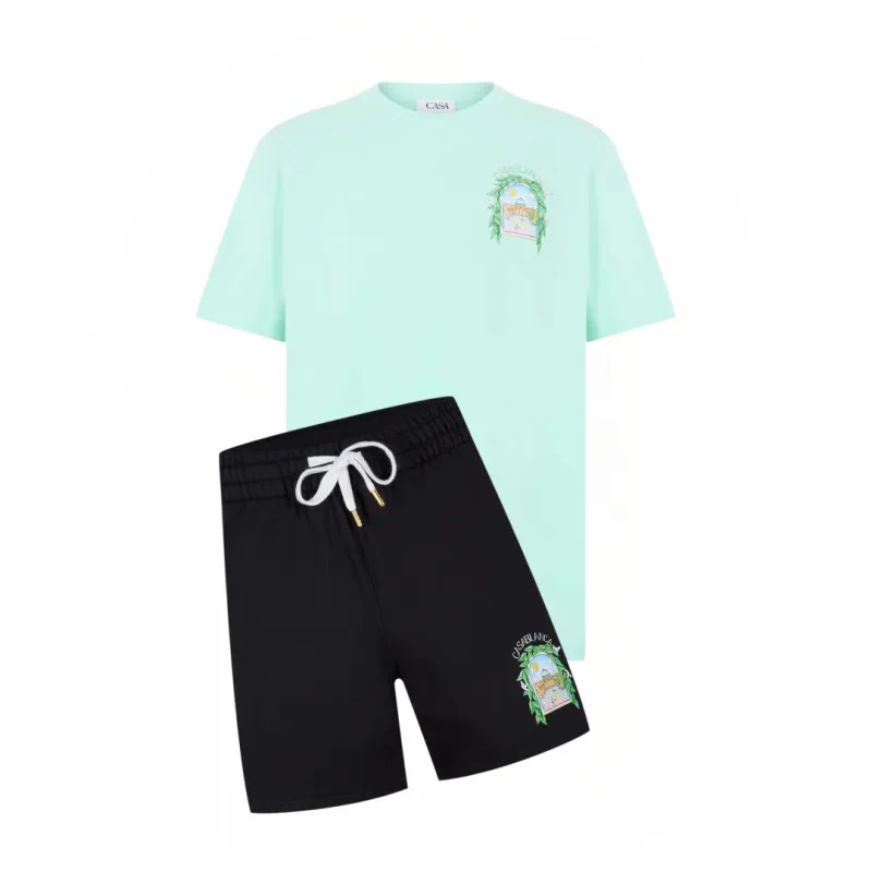 Casablanca L'Arche Shorts Set Black/Mint sold by Klay UK